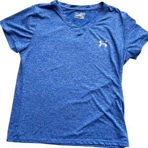 Under Armour Heat Gear Blue V-Neck Athletic T-Shirt XXL